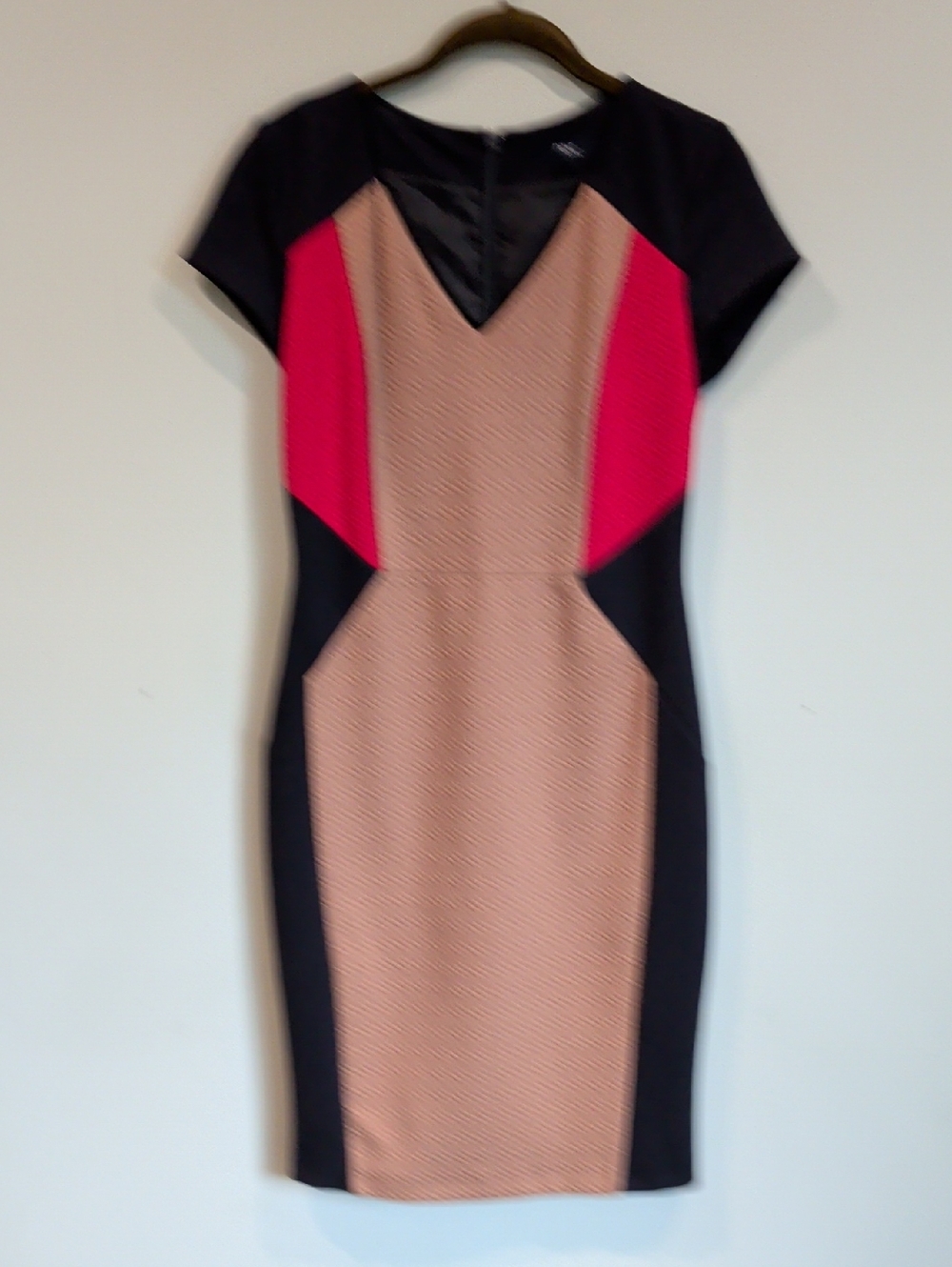 next Colorblock Sheath Dress in Black, Camel & Red 8